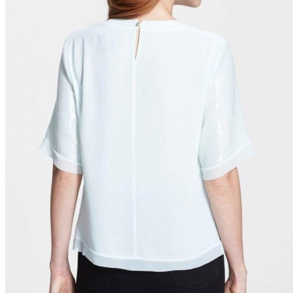 Ted Baker Light Blue Pansina Sequin Top Size 2 - Picture 2 of 9